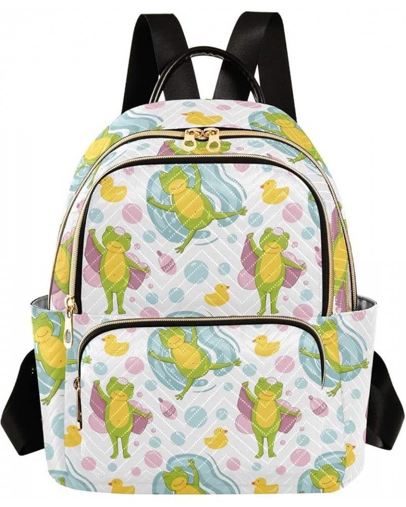 Backpack Purse for Women Happy Cartoon Frogs, Mini Fashion Backpack Bath Lightweight Casual Daypack Shoulder Bag Travel Backp...