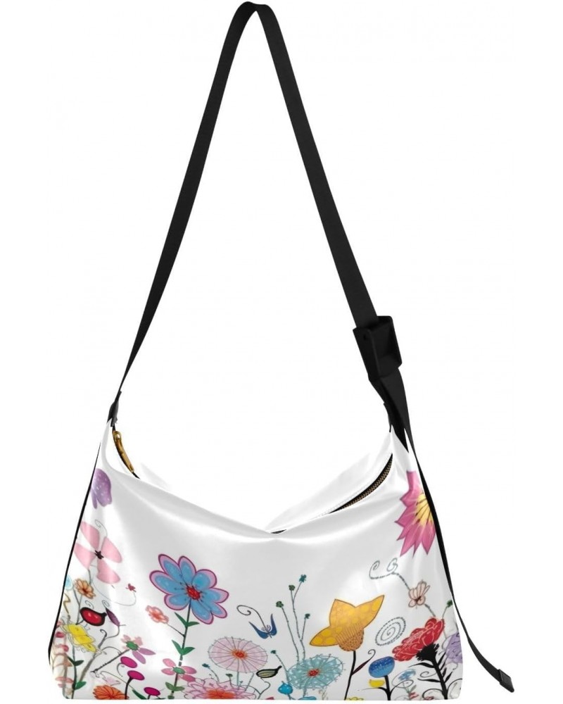 Colourful Flowers Shoulder Bag Purse for Women,Large Leather Handbag Crossbody Bags Adjustable Straps Tote Bag Hobo Bags90 $1...