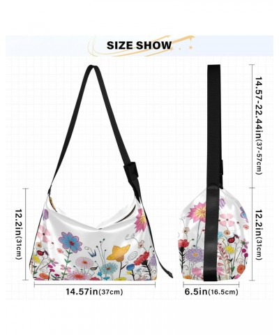 Colourful Flowers Shoulder Bag Purse for Women,Large Leather Handbag Crossbody Bags Adjustable Straps Tote Bag Hobo Bags90 $1...