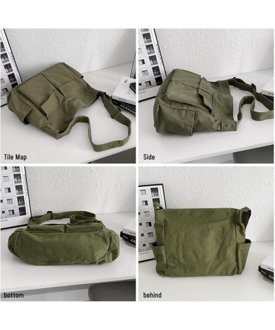 Canvas Shoulder Bags for Women Large Capacity Crossbody Messenger Bag Multiple Pockets Hobo Tote Bag Green $13.33 Totes