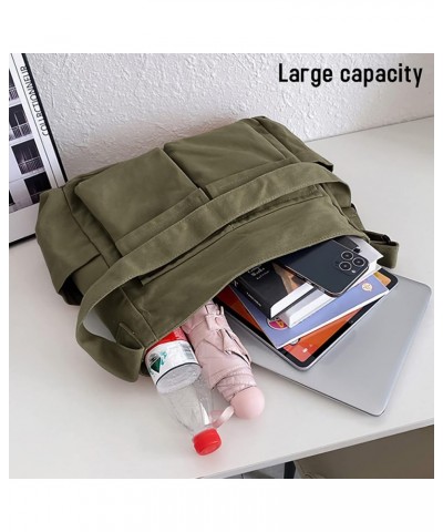 Canvas Shoulder Bags for Women Large Capacity Crossbody Messenger Bag Multiple Pockets Hobo Tote Bag Green $13.33 Totes