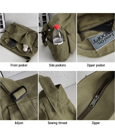 Canvas Shoulder Bags for Women Large Capacity Crossbody Messenger Bag Multiple Pockets Hobo Tote Bag Green $13.33 Totes