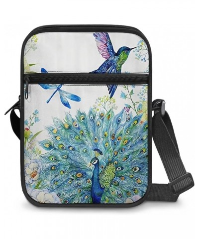 Womens Messenger Bag Small Crossbody Bags Phone Purse Wallet for Outdoor Hiking Sports Peacock Dragonfly $9.47 Crossbody Bags