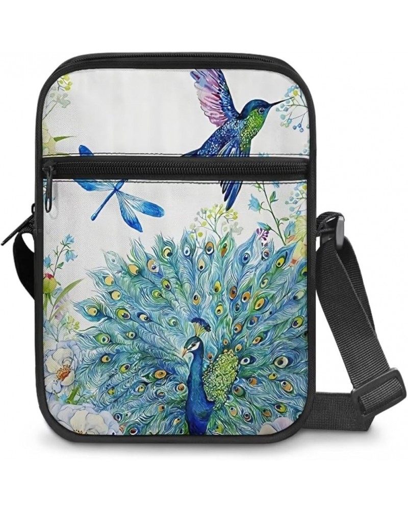 Womens Messenger Bag Small Crossbody Bags Phone Purse Wallet for Outdoor Hiking Sports Peacock Dragonfly $9.47 Crossbody Bags