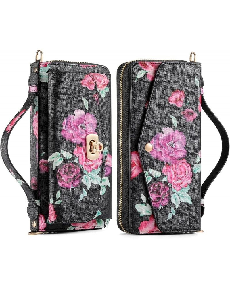 Multifunction Wallet Case for iPhone 14 Plus,Large Capacity Floral Pattern Leather Zipper Clutch Bag Case Beige iPhone 14 Plu...