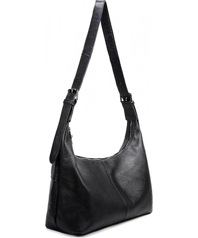 Real Leather Hobo Bags for Women Trendy Crescent Bag Slouchy Handbag Purse Crossbody Shoulder Bag Black $28.31 Totes