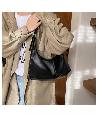 Real Leather Hobo Bags for Women Trendy Crescent Bag Slouchy Handbag Purse Crossbody Shoulder Bag Black $28.31 Totes