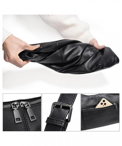 Real Leather Hobo Bags for Women Trendy Crescent Bag Slouchy Handbag Purse Crossbody Shoulder Bag Black $28.31 Totes