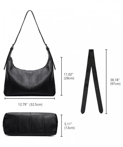 Real Leather Hobo Bags for Women Trendy Crescent Bag Slouchy Handbag Purse Crossbody Shoulder Bag Black $28.31 Totes