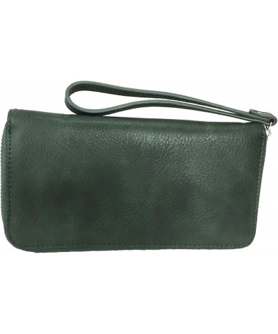 Zzfab Faux Leather Wallet Simple Slim one Zipper Wallet Green $7.94 Wallets