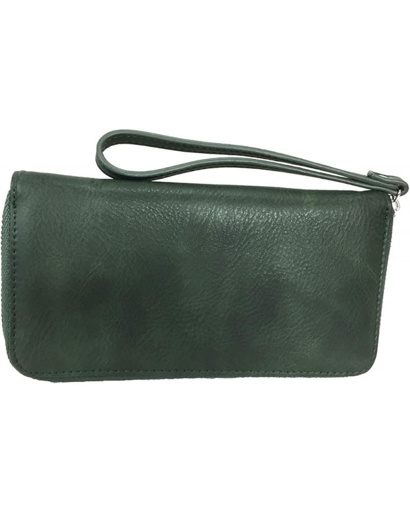 Zzfab Faux Leather Wallet Simple Slim one Zipper Wallet Green $7.94 Wallets