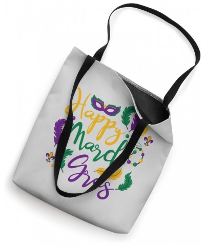 Happy Mardi Gras Outfit for Women Feathers Mask Beads Decor Tote Bag $12.52 Totes