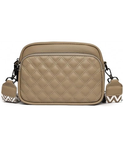 Crossbody Bags for Women Trendy Quilted Leather Purses Shoulder Handbags with Adjustable Wide Shoulder Strap Khaki $13.49 Cro...