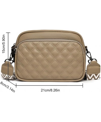 Crossbody Bags for Women Trendy Quilted Leather Purses Shoulder Handbags with Adjustable Wide Shoulder Strap Khaki $13.49 Cro...