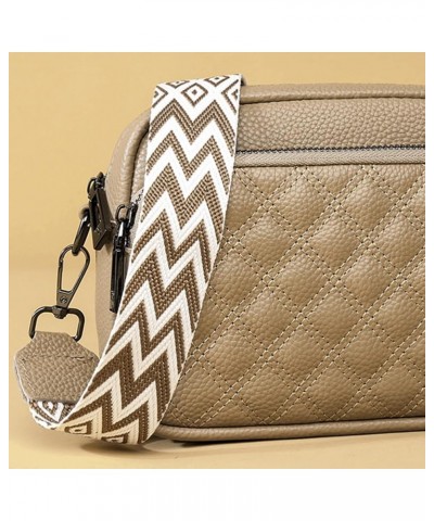 Crossbody Bags for Women Trendy Quilted Leather Purses Shoulder Handbags with Adjustable Wide Shoulder Strap Khaki $13.49 Cro...