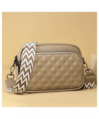 Crossbody Bags for Women Trendy Quilted Leather Purses Shoulder Handbags with Adjustable Wide Shoulder Strap Khaki $13.49 Cro...