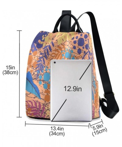 Oil Painting Palm Leaf Color Women Backpack Anti-theft Handbag Purse Travel Bag Fashion Shoulder Bags $20.39 Backpacks