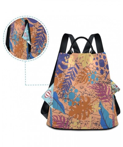 Oil Painting Palm Leaf Color Women Backpack Anti-theft Handbag Purse Travel Bag Fashion Shoulder Bags $20.39 Backpacks