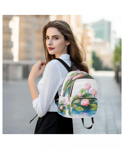 Water Lotus Pond Women Backpack Purse Travel Daypack Shoulder Bag $20.99 Backpacks