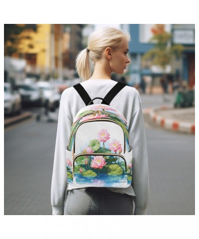 Water Lotus Pond Women Backpack Purse Travel Daypack Shoulder Bag $20.99 Backpacks