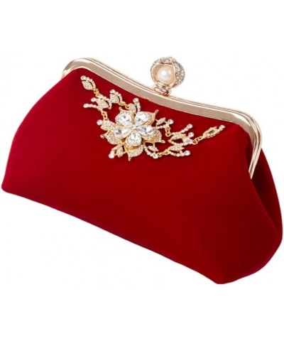 Plush Evening Bag Ladies Crossbody Bags Retro Decor White Wedding Handbags for Women Clutch Bag Prom Red $13.62 Totes