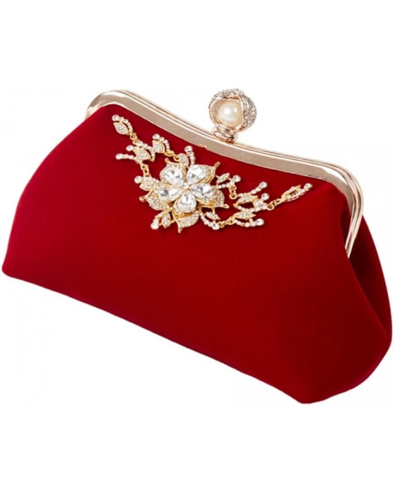 Plush Evening Bag Ladies Crossbody Bags Retro Decor White Wedding Handbags for Women Clutch Bag Prom Red $13.62 Totes