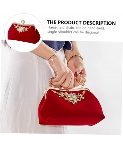 Plush Evening Bag Ladies Crossbody Bags Retro Decor White Wedding Handbags for Women Clutch Bag Prom Red $13.62 Totes