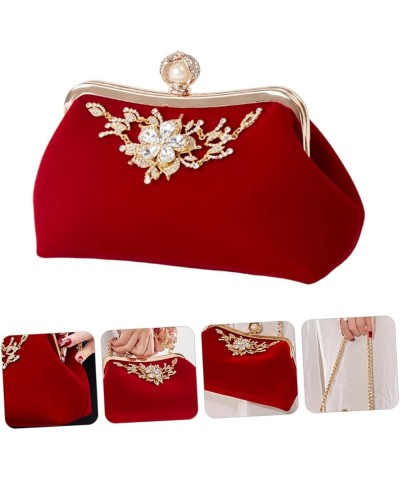 Plush Evening Bag Ladies Crossbody Bags Retro Decor White Wedding Handbags for Women Clutch Bag Prom Red $13.62 Totes