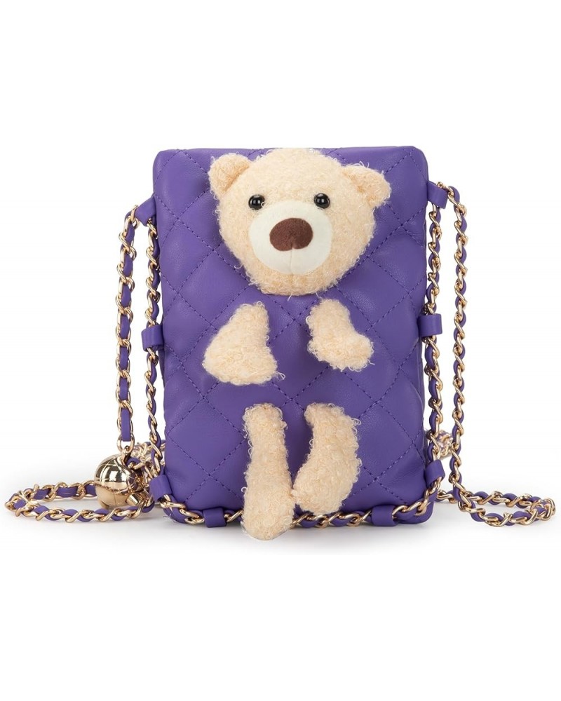 Small Crossbody Cell Phone Purses for Women CellPhone Wallet Bags with Chain Strap Bear Purple $6.75 Shoulder Bags