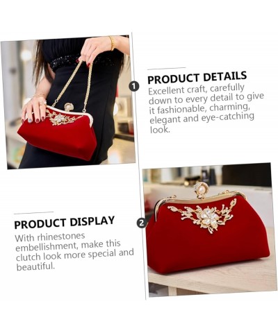 Plush Evening Bag Ladies Crossbody Bags Retro Decor White Wedding Handbags for Women Clutch Bag Prom Red $13.62 Totes