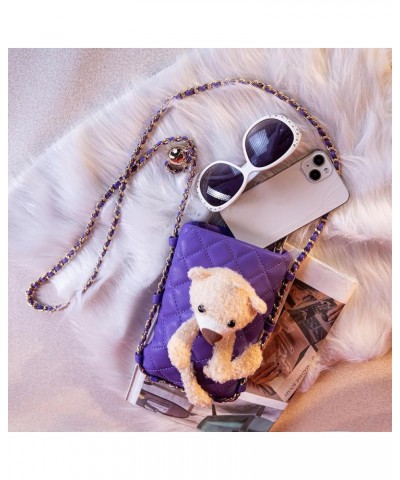 Small Crossbody Cell Phone Purses for Women CellPhone Wallet Bags with Chain Strap Bear Purple $6.75 Shoulder Bags