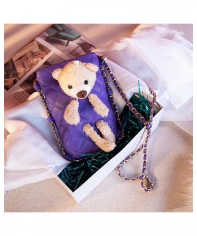 Small Crossbody Cell Phone Purses for Women CellPhone Wallet Bags with Chain Strap Bear Purple $6.75 Shoulder Bags