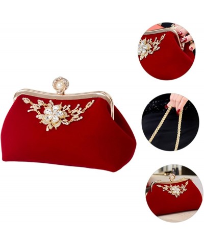 Plush Evening Bag Ladies Crossbody Bags Retro Decor White Wedding Handbags for Women Clutch Bag Prom Red $13.62 Totes