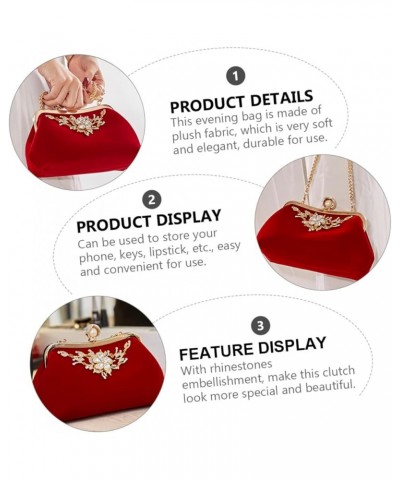 Plush Evening Bag Ladies Crossbody Bags Retro Decor White Wedding Handbags for Women Clutch Bag Prom Red $13.62 Totes