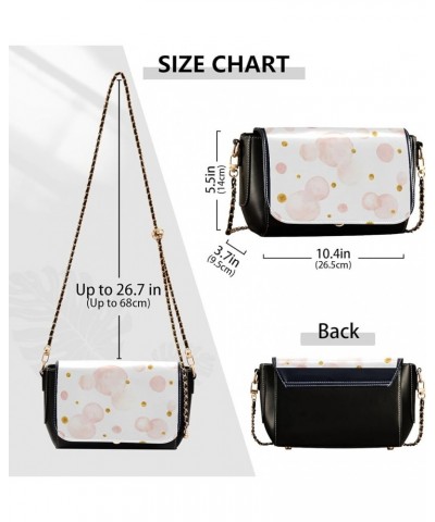 Boho Stars Black Women Crossbody Purse Black Women Leather Shoulder Bag Waterproof Satchel with Chain Strap Watercolor Pink C...