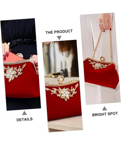 Plush Evening Bag Ladies Crossbody Bags Retro Decor White Wedding Handbags for Women Clutch Bag Prom Red $13.62 Totes