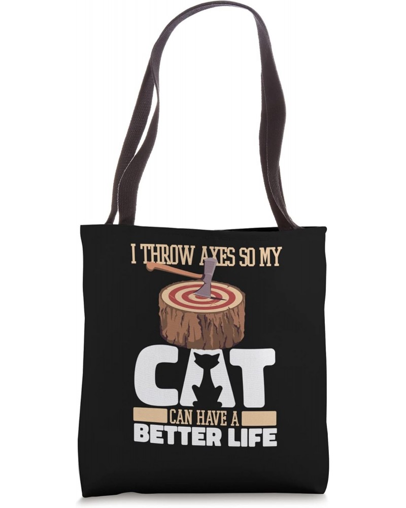 Axe Throwing Cat Woodsman Lumberjack - Axe Thrower Tote Bag $12.09 Totes