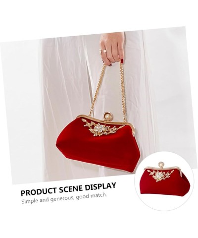 Plush Evening Bag Ladies Crossbody Bags Retro Decor White Wedding Handbags for Women Clutch Bag Prom Red $13.62 Totes