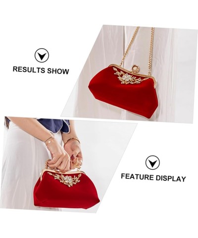 Plush Evening Bag Ladies Crossbody Bags Retro Decor White Wedding Handbags for Women Clutch Bag Prom Red $13.62 Totes