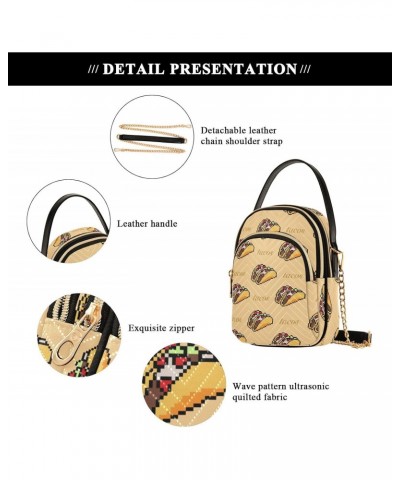 Crossbody Sling Bags Game Style Taco Print, Compact Fashion Handbags Purse with Chain Strap Top handle for Evening Party Dati...