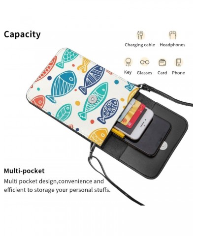 Cute Colorful Fish Women Small Crossbody Bag Leather Cell Phone Purse Wallet $20.40 Crossbody Bags