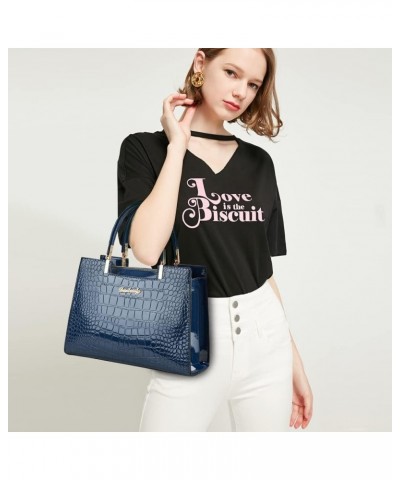 Women Fashion Top Handle Bag Adjustable Strap Shoulder Bag Faux Leather Handbag Large Capacity Plaid Tote Bags Blue $18.32 Totes