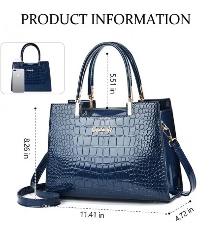 Women Fashion Top Handle Bag Adjustable Strap Shoulder Bag Faux Leather Handbag Large Capacity Plaid Tote Bags Blue $18.32 Totes