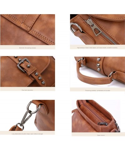 Segater® Women Vintage Rivet Saddle Shoulder Bag Crossbody Bag Sling Bag Satchel Brown $23.50 Satchels