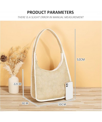 Woven Casual Tote Bags Shoulder Bag Small Beach Straw Bag for Women Hobo Handbags for daily use and Outdoor Vacation (White, ...