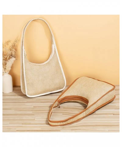 Woven Casual Tote Bags Shoulder Bag Small Beach Straw Bag for Women Hobo Handbags for daily use and Outdoor Vacation (White, ...