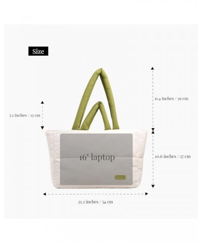 Puffy Purses for Women Trendy, Large Puffer Tote Bag with Zipper Lightweight Padded Shoulder Bag for Women Bags White&green $...