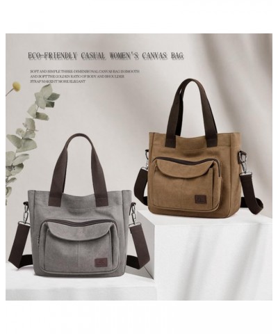 Women Vintage Shoulder Bag Canvas Multi Pocket Handbag Casual Top Handle Purse Casual Shopper Crossbody Satchel Brown $18.68 ...