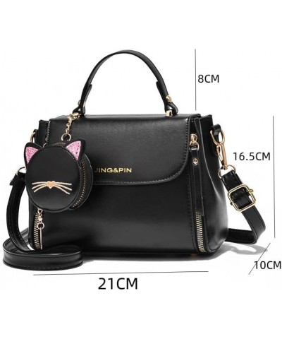 Women Cute Leather Shoulder Bag Cat Satchel Bag Fashion Luxury Designer Contrast Messenger Bags Tote Cat Purse Green $19.36 T...