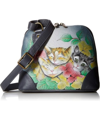 Women's Genuine Leather Small Zip-Around Handbag | Multi Compartment Organizer Three Kittens $56.40 Crossbody Bags